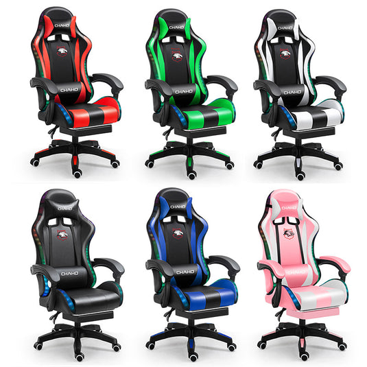 [Built-in RBG LED Light] PU Leather Latex Cushion Gaming Racing Chair Office Chair - Polar Tech Australia