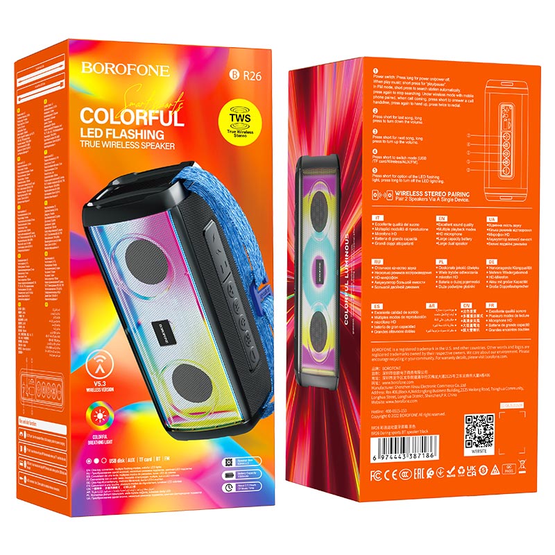 Cargue la imagen en el visor de la galería, [BR26] BOROFONE Portable RGB Coloful Flashing Light Wireless Bluetooth Outdoor Sport Loudspeaker Speaker - Polar Tech Australia
