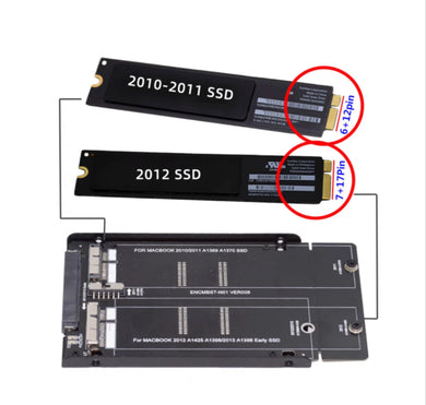 Apple MacBook Air & Pro 2010 2011 2012 2013 SSD (6 +12 Pin) & (7+17 Pin) to SATA Adapter Board - Polar Tech Australia