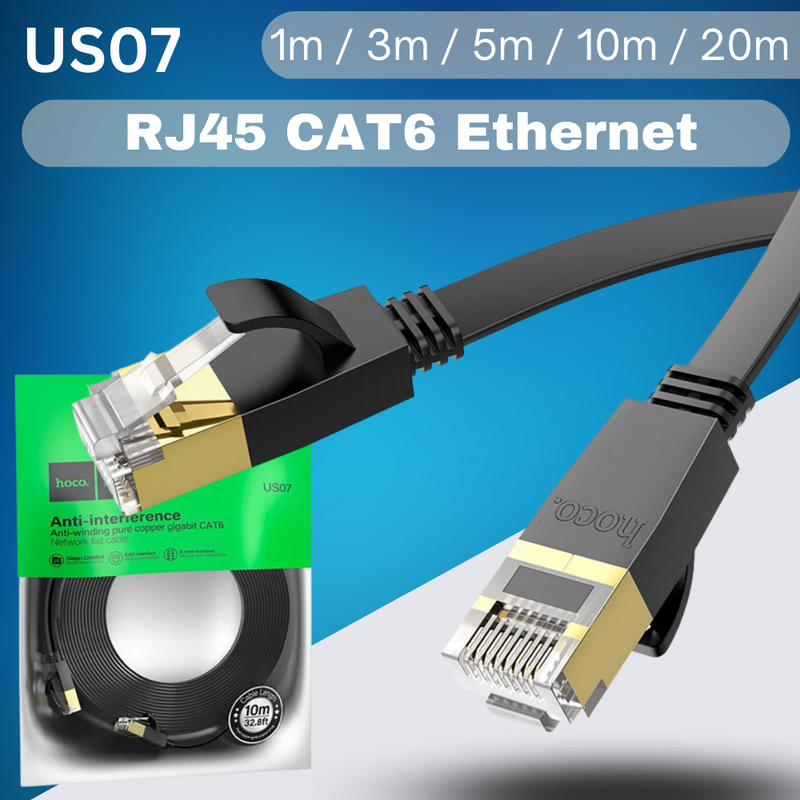 Cargue la imagen en el visor de la galería, [US07][1m/3m/5m/10m/20m] HOCO Flat Cable Gigabit Ethernet RJ45 Cat6 Internet Cable - Polar Tech Australia
