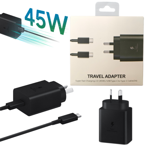 Cargue la imagen en el visor de la galería, [45W] Samsung Compatible Super Fast PD Type-C USB-C Port Wall Charger Travel Power Adapter With Cable- (AU Plug) - Polar Tech Australia
