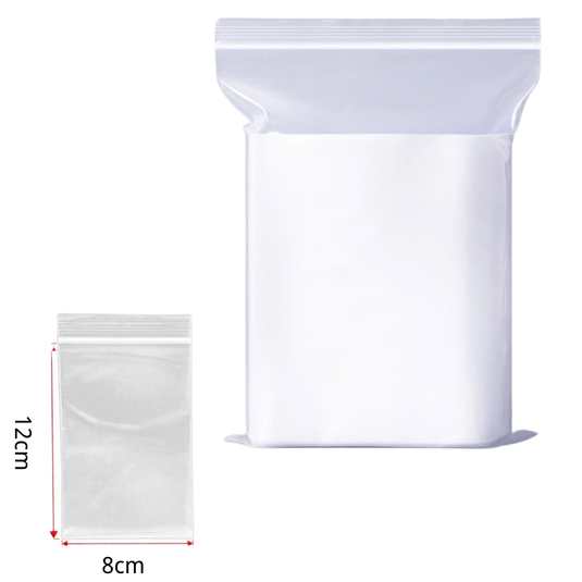 100pcs Resealable Durable Zip Lock Clear Plastic Bags (8cm x 12cm) - Polar Tech Australia