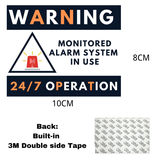 [10cm x 8cm] Security Alarm 24/7 Monitor Warning Sign Sticker Wall Window Vehicle Office Door Sticker - Polar Tech Australia