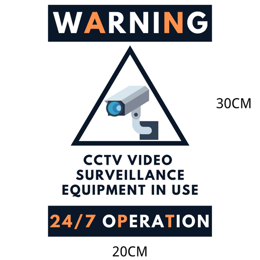 [20cm x 30cm]Security Camera CCTV Surveillance 24/7 Monitor Warning Waterproof PVC Sign Wall Window Office Door Sticker - Polar Tech Australia