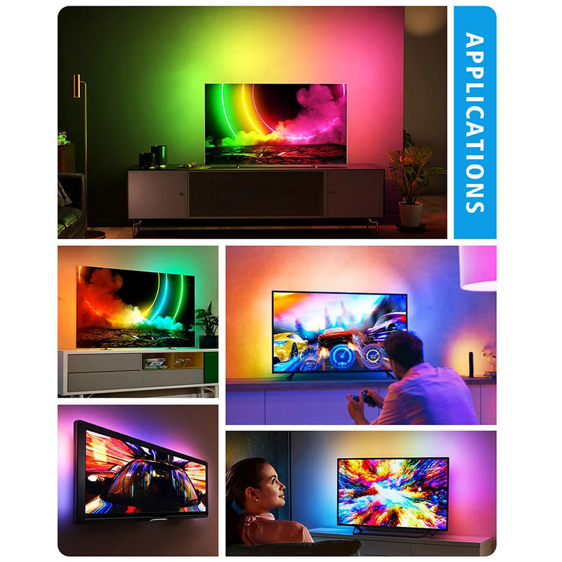 Load image into Gallery viewer, [TUYA Smart Home] Ambient TV PC Backlight RGB LED Strip Light Music/Game/Movie Synchronization Support 4K/HDR/TV BOX/Alexa/Google Smart Sync LED Light Set - Polar Tech Australia
