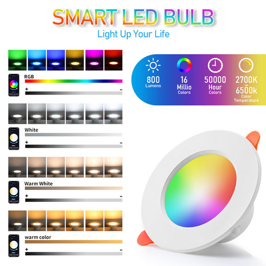 [TUYA Smart Home] RGB LED 10W Downlight Ceiling Light Wireless Control - Polar Tech Australia