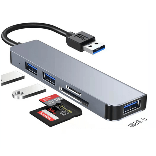 [BYL-2103T] USB Adapter 5 In 1 Multi-function USB 3.0 & USB 2.0 Card Reader HUB Splitter - Polar Tech Australia