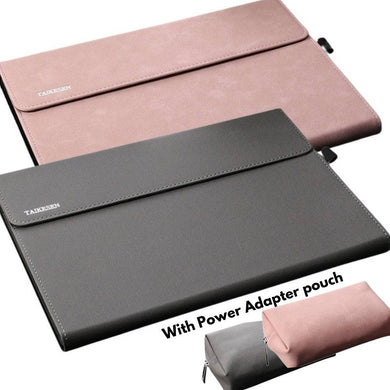 Microsoft Surface Pro 5/6/7 laptop Leather Sleeve Case With Power Adpater Pouch - Polar Tech Australia