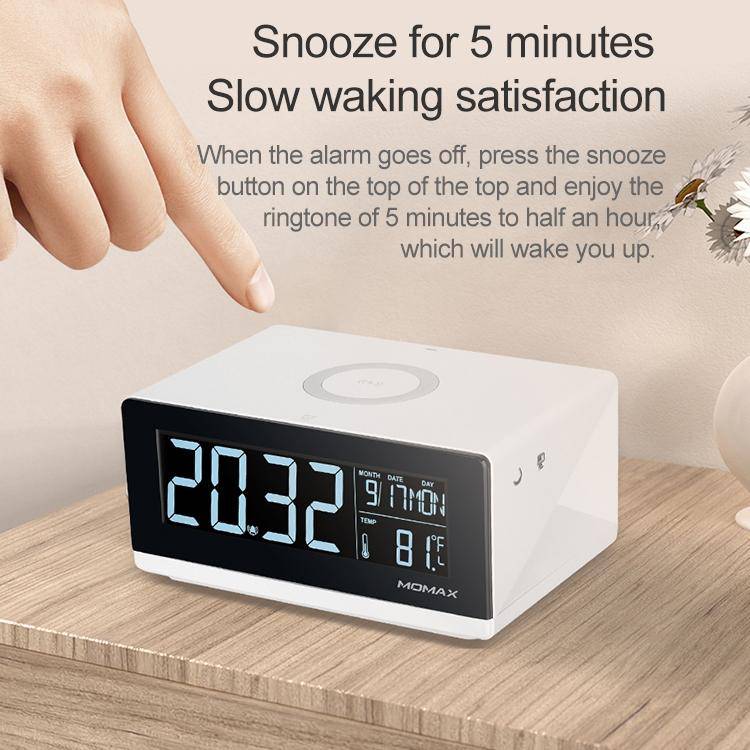 Load image into Gallery viewer, Momax QClock 10W Digita Alarm Clock Built-in Wireless Charger - Polar Tech Australia
