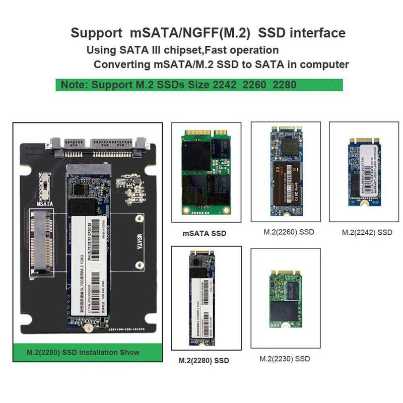 Cargue la imagen en el visor de la galería, MSATA / M.2(NGFF) B.Key SATA SSD to SATA External Hard Drive Adapter Reader Data Recovery - Polar Tech Australia
