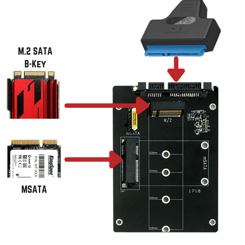 Cargue la imagen en el visor de la galería, MSATA / M.2(NGFF) B.Key SATA SSD to SATA External Hard Drive Adapter Reader Data Recovery - Polar Tech Australia
