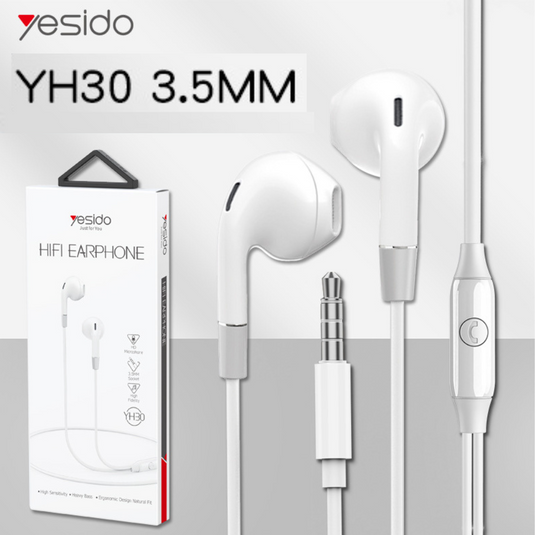 [YH30] Universal 3.5mm Yesido Type-C In-Ear Earphone Stereo with Mic Surround Sound Headset Earbuds - Polar Tech Australia