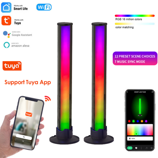 [TUYA Smart Home][2 Pcs] RGB Dimmable LED Music Rhythm Lamp Sound Bar APP Control Atmosphere Light LED Bar - Polar Tech Australia