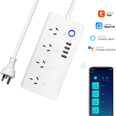 [TUYA Smart Home][AU Plug] Wireless Smart Power Strip With 4 Outlets + 4 USB Ports APP Control Smart Home - Polar Tech Australia