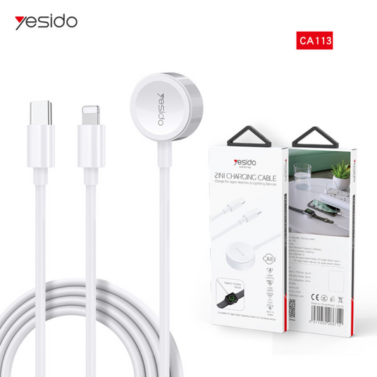 [CA113] Yesido 2 in 1 Apple Watch Magnetic Wireless Charger Cable - Polar Tech Australia