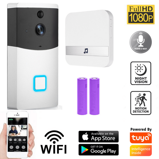 [1080P FHD][With Chime & Battery] Smart Doorbell Camera Wireless Wifi Doorbell Two Way Audio Intercom App Control - Polar Tech Australia