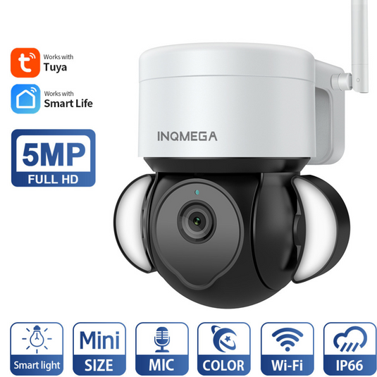 [TUYA Smart Home][WIFI Version][With Flood Light] Tuya 5MP Wireless WIFI Full HD IP65 Outdoor PTZ Security Camera - Polar Tech Australia